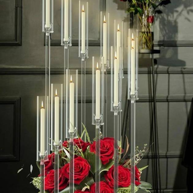 Acrylic Candle Holders 52'' Tall, 12 Arms Candle Holder