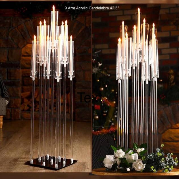 9 Arm Acrylic Candelabra 42.5